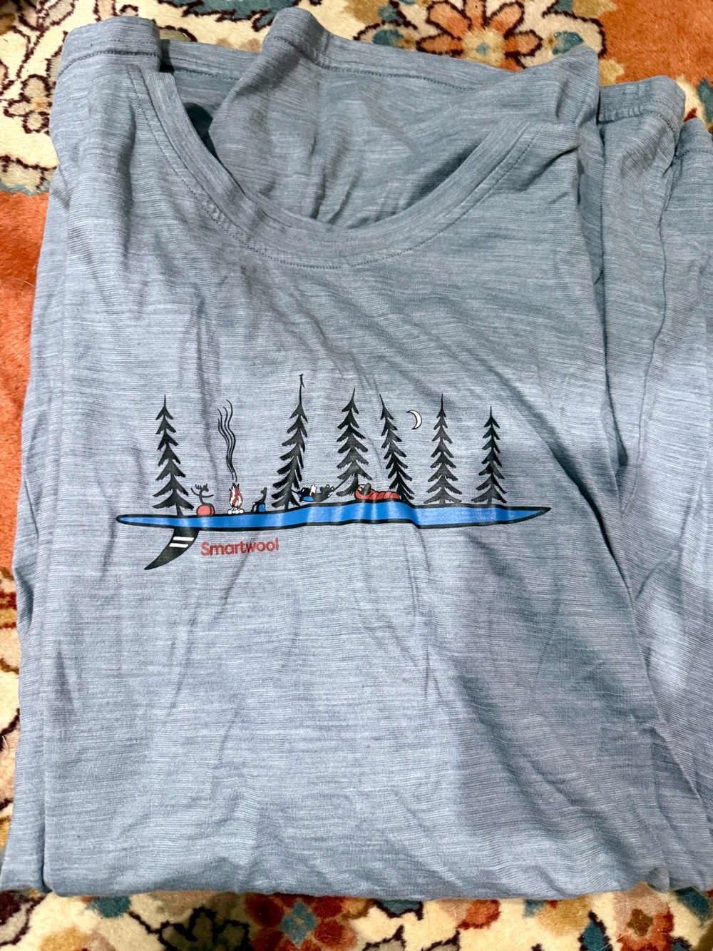 Smart Wool Mens Merino Sport 150 Graphic T Shirt Blue/Grey XXL - Picture 4 of 5